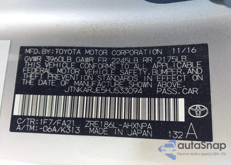2017 Toyota Corolla Im from USA, damaged, VIN JTNKARJE5HJ533094